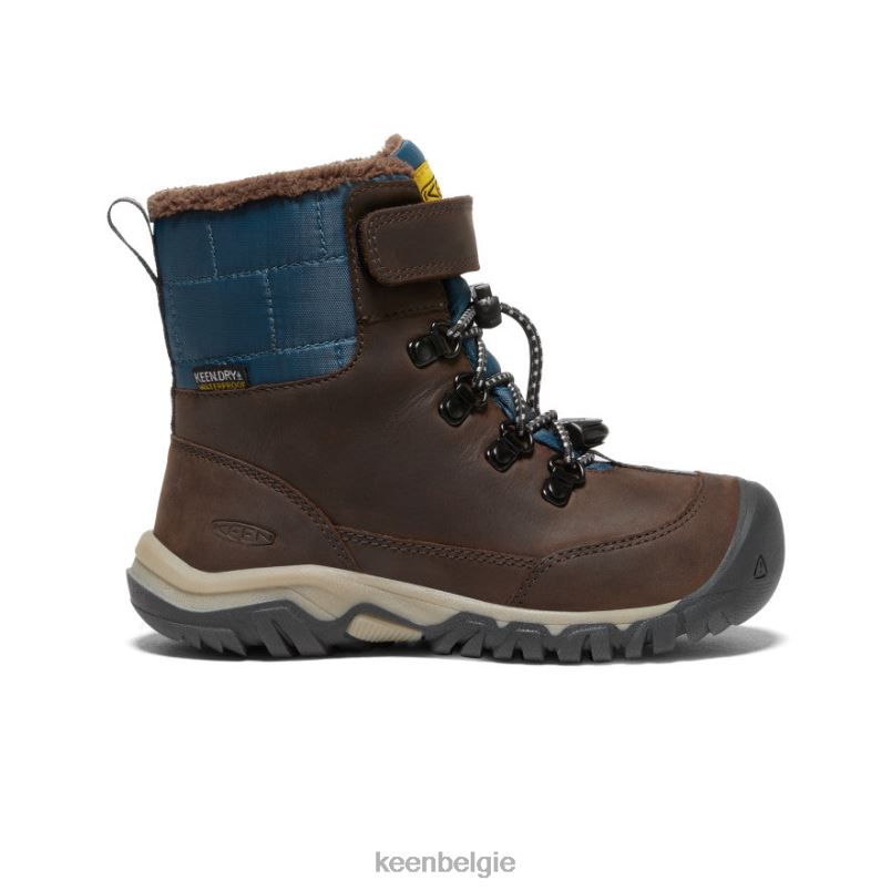 Grote kinderen Greta waterdichte laars koffieboon/blauwvleugeltaling KEEN schoenen DPX8V1016