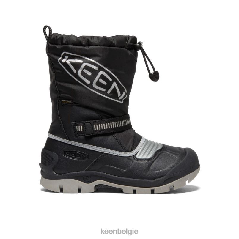 Grote kinderen Snowtroll waterdichte laars zwart zilver KEEN schoenen DPX8V1000