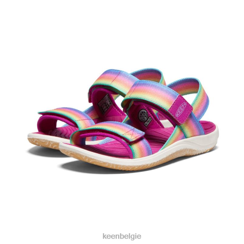 Grote kinderen elle rugband regenboog/festivalfuchsia KEEN schoenen DPX8V721