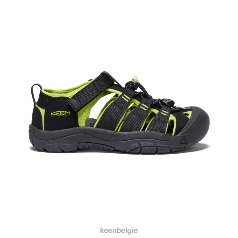 Grote kinderen nieuwpoort h2 zwart/limoengroen KEEN schoenen DPX8V764