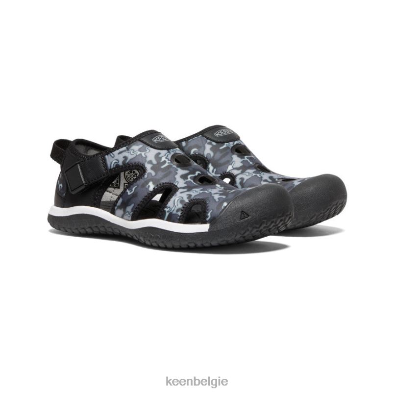 Grote kinderen pijlstaartrog sandaal zwart/camouflage KEEN schoenen DPX8V918