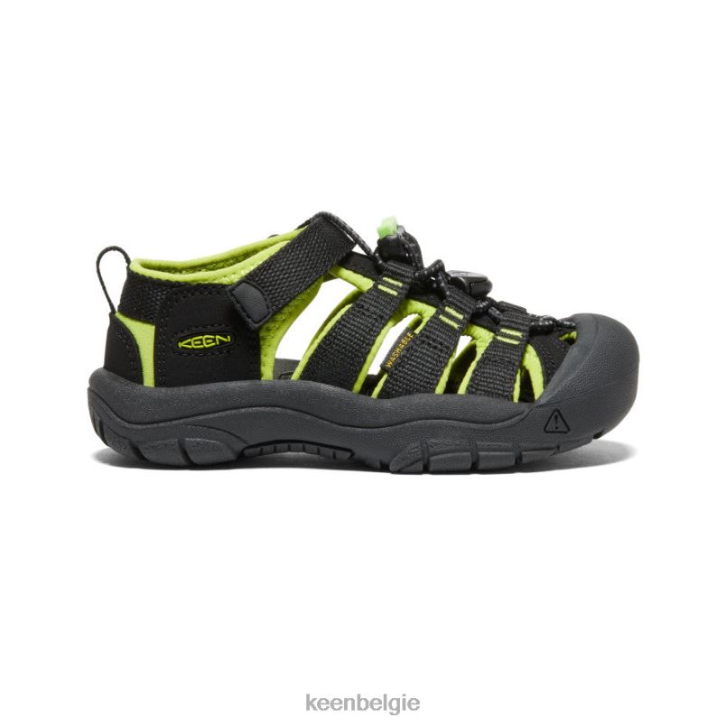 kleine kinderen nieuwpoort h2 zwart/limoengroen KEEN schoenen DPX8V745