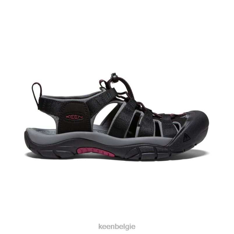 vrouwen nieuwpoort h2 zwarte/frambozenwijn KEEN schoenen DPX8V404